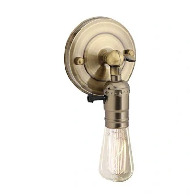 Imagen de Zerodis titular la lámpara pared Con, Sostenedor de luz vendimia E27 Edison Retro con interruptor para uso doméstico y decoración 220V plata(Bronce)
