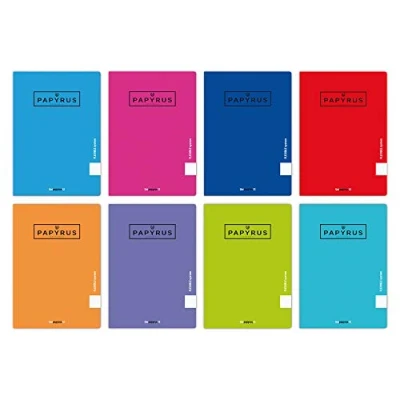 Imagen de Unipapel 98421799. Pack 10 Libretas A4, 48 Hojas Cuadriculadas 4x4 mm, Tapa Polipropileno, Papyrus 12, Colores Surtidos Aleatorios
