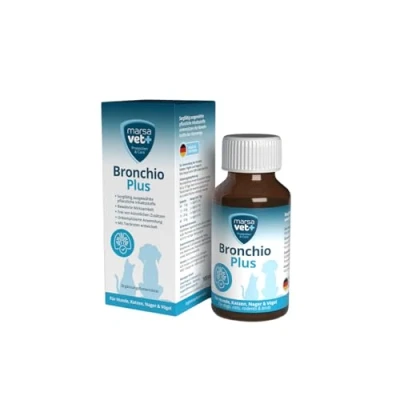 Imagen de Marsavet Bronchio Plus 100 ml. Suplemento líquido para Perros, Gatos, roedores y Aves. Complemento alimenticio con Ingredientes Vegetales Naturales el Bienestar General de Las Mascotas