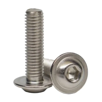 Imagen de tornillos de cabeza alomada M8 acero inoxidable (10 unidades) x 35 mm, plana con brida y hexágono interior, A2 V2A inoxidables,
