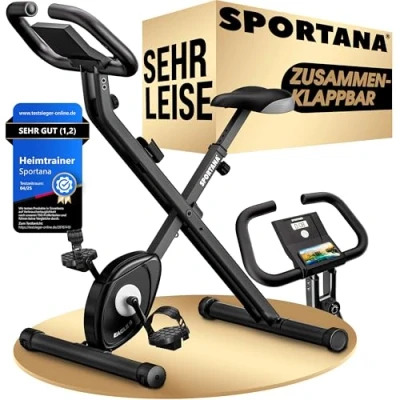 Imagen de Sportana Bicicleta Estática Plegable Sensor Pulso 2 Bandas Fitness 10 Niveles Resistencia Ejercicio