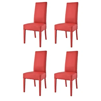 Imagen de t m c s Tommychairs Set 4 sillas Luisa para Cocina, Comedor, Bar y Restaurante, solida Estructura en Madera de Haya Asiento tapizado Polipiel roja