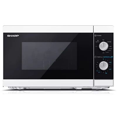 Imagen de Microondas con grill Sharp YC MG01E W, 800 1000 W Grill, 5 Niveles de Potencia, 20 l, Temporizador y Reloj, Blanco