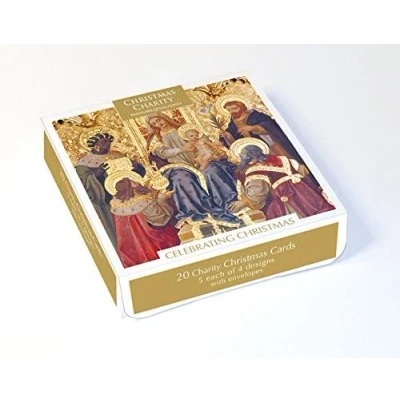 Imagen de Museums &amp; Galleries Caja de 20 Tarjetas navideñas tradicionales caridad religiosas «Celebrating Christmas», 4 diseños, ecológicas y reciclables