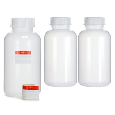 Imagen de 3 x 2000 ml frascos Botellas de LDPE con Rosca de, química kalien Botella, Laboratorio Tapa como Recipiente Almacenamiento para Laboratorio, Cocina o Hobby, Transparente