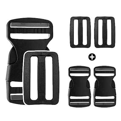 Imagen de DOJA Barcelona Hebillas de Plastico 25mm Pack 2 Hebilla Liberacion + Doble Entrada Ancho Interior Enganche Cierres Mochila para Mochilas