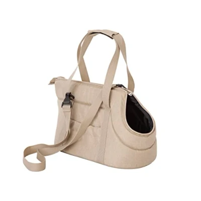 Imagen de bolsa para perros, manos libres, de transporte, con bolsillos laterales, bolsillo gato, correa hombro ajustable, beige, XL: 30 x 50 32 cm