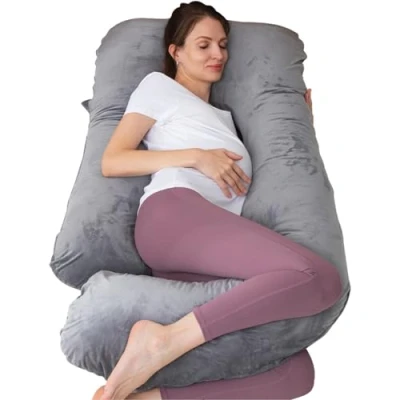 Imagen de TaiBest almohada de embarazo cuerpo completo en forma U con funda extraíble para mujeres maternidad, almohadas dormir, apoyo espalda, piernas, vientre,
