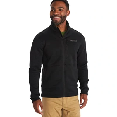 Imagen de Marmot Hombre Drop Line Jacket, chaqueta polar cálida, de exterior con cremallera completa, jersey transpirable y resistente al viento, Black, XXL
