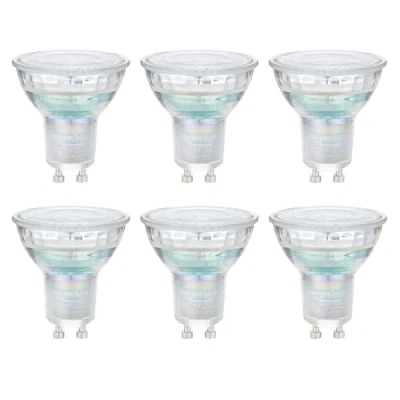 Imagen de Amazon Basics Foco profesional LED GU10, 4,8 W (equivalente a 50W), blanco cálido, Regulable, juego de 6