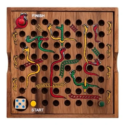 Imagen de Engelhart 350280 Juego de la Serpiente y Escalera en una Caja Madera Viaje a Partir 4 años 2 Jugadores 13,5 x 3,5 cm
