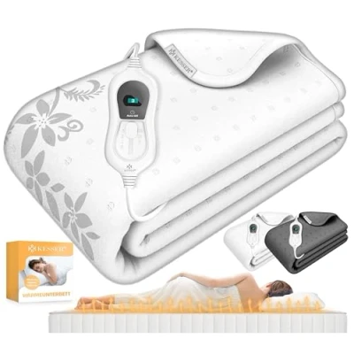 Imagen de KESSER® manta térmica de 150 x 80 cm con apagado automático, mando a distancia, eléctrica 3 niveles temperatura, base para cama calefacción colchón, fieltro suave,