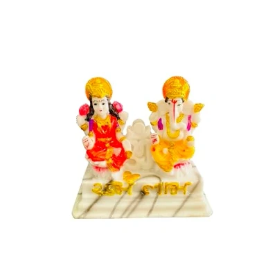 Imagen de Laxmi Ganesha Estatua Lakshmi Ganesh Idol Murti Escultura de mármol Ganpati Ji para Diwali Deepawali Pooja Puja Deewali. Artículos regalo indios Tamaño: altura: 10 cm