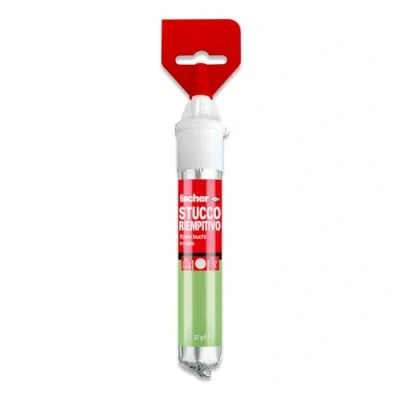 Imagen de Fischer 552152 Masilla rellenadora en tubo con espátula integrada para cubrir agujeros y grietas, acabado liso, color blanco, 70 ml