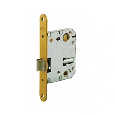Imagen de Tesa Assa Abloy 134U5RHL Picaporte Unificado Para Puertas de Madera Latonado Entrada 50 mm, Frente Redondo 134U