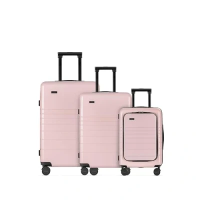 Imagen de ETERNITIVE Juego de 3 Maletas Rígidas Policarbonato &amp; ABS Tamaño: 74 x 64 54 cm con Cerradura TSA Maleta Viaje Ruedas 360 Equipaje Mano 33L 64L 98L Rosa