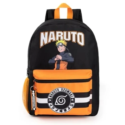 Imagen de Naruto Shippuden Mochila para niños negra y naranja con correas ajustables Equipaje práctico organizado de Uzumaki Hokage Regalo Mercancía la serie anime