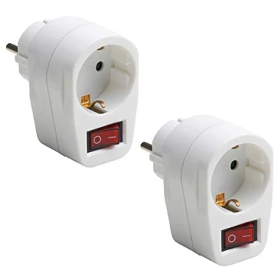 Imagen de Meister 7445050 Juego de 2, Interruptor Iluminado, IP20 para Interiores, Uso bajo Consumo, Enchufe, Blanco, 1 Schuko