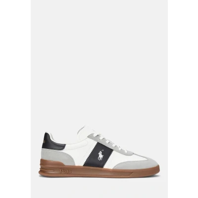 Imagen de Polo Ralph Lauren Heritage AERA Leathersuede Sneaker Zapatillas, Hombre, Talla: 45, White/black/soft grey Zapatos