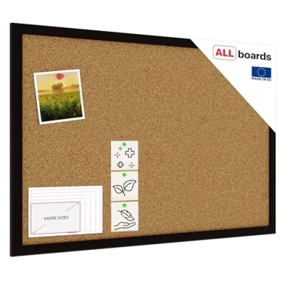 Imagen de ALLboards Tablón de anuncios con marco madera blanca, 60 x 40 cm, corcho