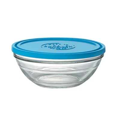 Imagen de DURALEX LYS 9068AM06 Ensaladera Redonda con Tapa de Cristal Transparente/Azul, 23,2 cm