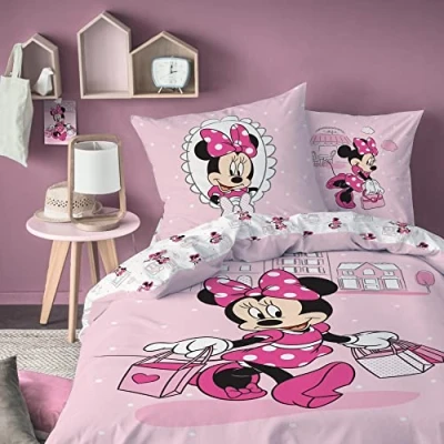 Imagen de Ropa de cama franela Minnie Mouse, funda nórdica 135 x 200 cm y 80 · infantil para niñas Disney &#039;s Mouse 2 piezas 1 almohada +