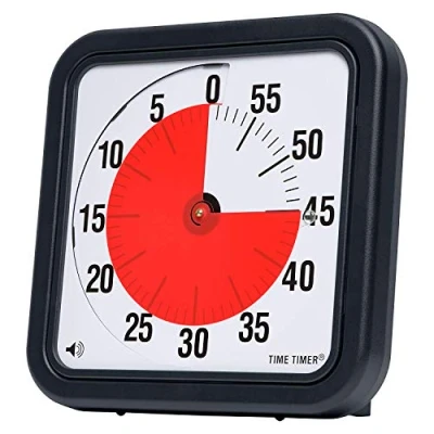Imagen de Time Timer Original Grande 30x30 cm; Temporizador visual de 60 minutos Reloj cuenta atrás para el aula o reuniones con niños y adultos (negro)