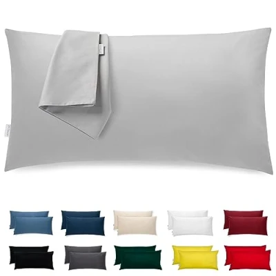 Imagen de Flowen Fundas Almohada 70x40 de Microfibra Juego 2 Cojin para Cama con Cremallera Invisible Tejido Suave y Lavable Antiácaros Transpirable Hipoalergénico Decorativas Sofà Silla