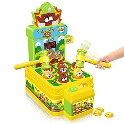 Imagen de Vatos Juguete de Martillo,Golpe el Topo, electrónico, Juego Monedas con 2 martillos, pedagógico Interactivo para niños pequeños, y niñas 3 a 6 años