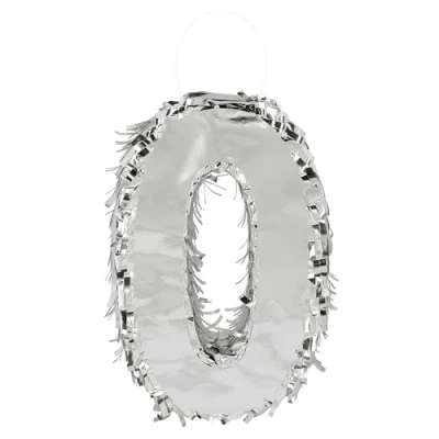 Imagen de Boland Piñata de números, 25 x 16 5 cm, número brillante para aniversario y cumpleaños, número, plata, decoración, juego fiestas