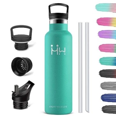 Imagen de HoneyHolly Botella de Agua, 1L Acero Inoxidable, Agua Termica, Aislamiento Al Vacío Doble Pared, Termos, Cantimplora para Adultos, Deporte, Gimnasio