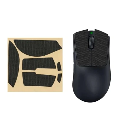 Imagen de kwmobile Almohadillas Antideslizantes Compatible con Razer DeathAdder V3 Pro Pegatinas para ratón Agarre Raton Gaming de Cuero PU Negro