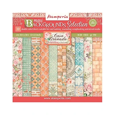 Imagen de Stamperia International Scrapbooking Pad Maxi selección de fondo Casa Granada, multicolor, 30,5 x cm (SBBL108)