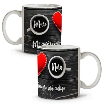 Imagen de LolaPix Tazas de Café Originales Personalizadas con Frase/Nombre. Regalos San Valentin Personalizados. Interior Color. Taza Cerámica.