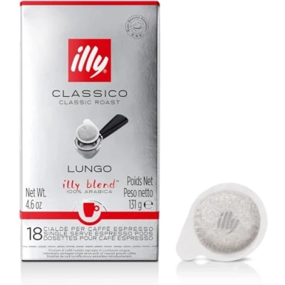 Imagen de Illy Café tueste CLASSICO LUNGO en monodosis E.S.E. 12 pack de 18 monodosis, Total 216