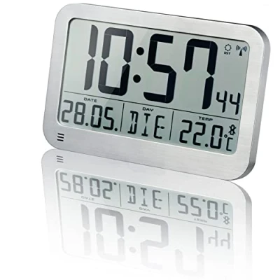 Imagen de BRESSER MyTime MC LCD Reloj de Pared, Plata, 225x150mm