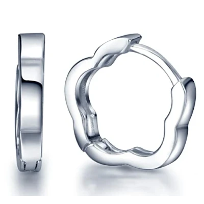 Imagen de Pendientes de aro con forma flor Infinite U plata ley 925