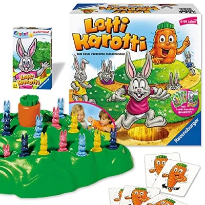 Imagen de Ravensburger Lotti Karotti, Juego de Mesa para niños y Adultos, 2 4 Jugadores, a Partir años, Incluye Cartas Karotti Quartett [Exclusivo Amazon]