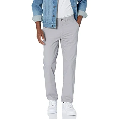Imagen de Amazon Essentials Pantalones Chinos de Pitillo, Elásticos, Informales Hombre, Gris, 33W / 29L