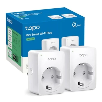 Imagen de Enchufe inteligente TP Link Tapo P100 pack 2, Control por voz, Alexa, Asistente Google, WiFi, Blanco