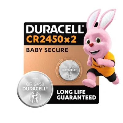 Imagen de Duracell 2450 Pilas de botón litio 3V (pack 2) Larga duración garantizada Para llaves control remoto y dispositivos domésticos embalaje Baby Secure Garantía 10 años en su