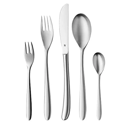 Imagen de WMF Silk Vorteils Cubertería para 12 personas, 60 piezas, cuchillo monobloc, acero inoxidable Cromargan mate, apto lavavajillas