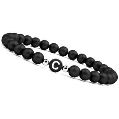 Imagen de GD GOOD.designs EST. 2015 ® Pulsera de Perlas Pareja con la Letra (Regalo para Parejas) Amistad 3 (Letra C)