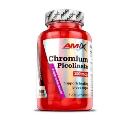 Imagen de AMIX Complemento Alimenticio Chromium Picolinate 100 Cápsulas Suplemento de Mineral Cromo Ideal para Deportistas Ayuda a Regular el Nivel Azúcar Mantiene la Masa Muscular