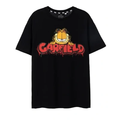 Imagen de Garfield Camiseta de Manga Corta Negra para Hombre Graffiti Adopta la frescura Urbana con un Toque artístico: Luce el diseño Moda y da rienda Suelta a Estilo Esfuerzo, combinando