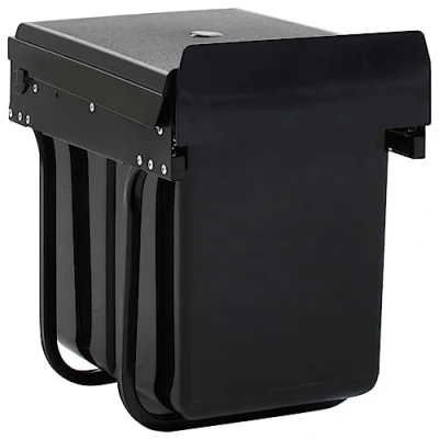 Imagen de vidaXL Cubo de Basura Extraíble en Armario Cocina con Cierre Suave, Papelera Rieles, Contenedor Basura, Reciclaje para Hogar, 20 L