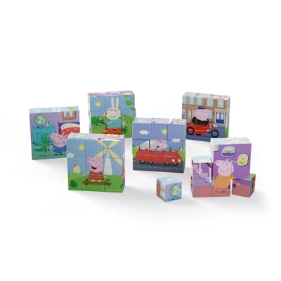 Imagen de Peppa Pig Rompecabezas de Madera 3X3 6 Puzzles con Ilustraciones Diferentes bolsita para guardarlo A Partir 24 Meses (Deqube 921D00063)