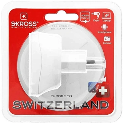 Imagen de Skross 1.500205 Europe to Switzerland, Adaptador de viaje para viajar desde Europa a países que utilizan la norma suiza. Enchufe salida: Suiza, Blanco