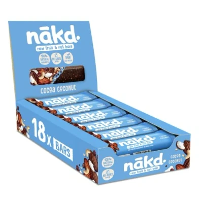 Imagen de Nākd. Cocoa Coconut Barritas Raw de Fruta y Frutos Secos 100% Ingredientes Naturales Sin Azúcar Añadido 18 x 35g 630g