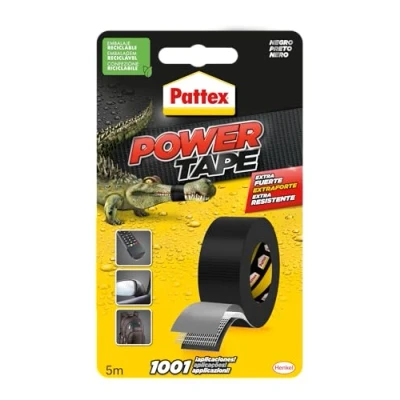Imagen de Pattex Power Tape, cinta multiusos resistente, fuerte, corte fácil, negro, 5 m